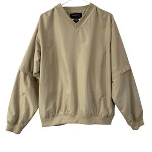 Consensus Golf Mens Pullover Windbreaker Tan V-Neck Long Sleeve Size M